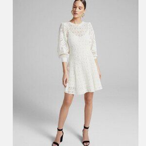 A.L.C. Sofia Fit & Flare Ivory Crochet Cotton Sweater Dress Size XS